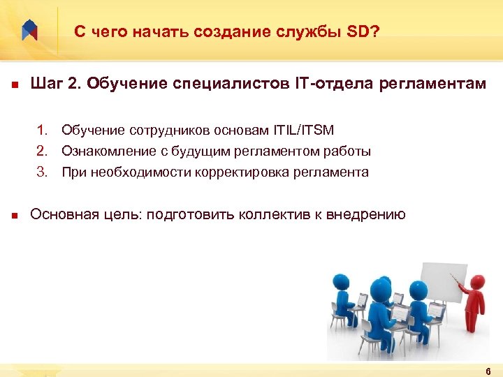 С чего начать создание службы SD? n Шаг 2. Обучение специалистов IT-отдела регламентам 1.