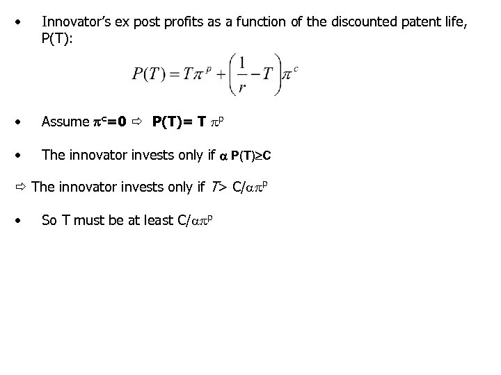  • Innovator’s ex post profits as a function of the discounted patent life,