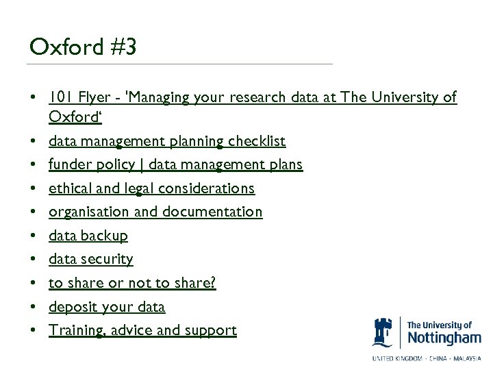 Oxford #3 • 101 Flyer - 'Managing your research data at The University of