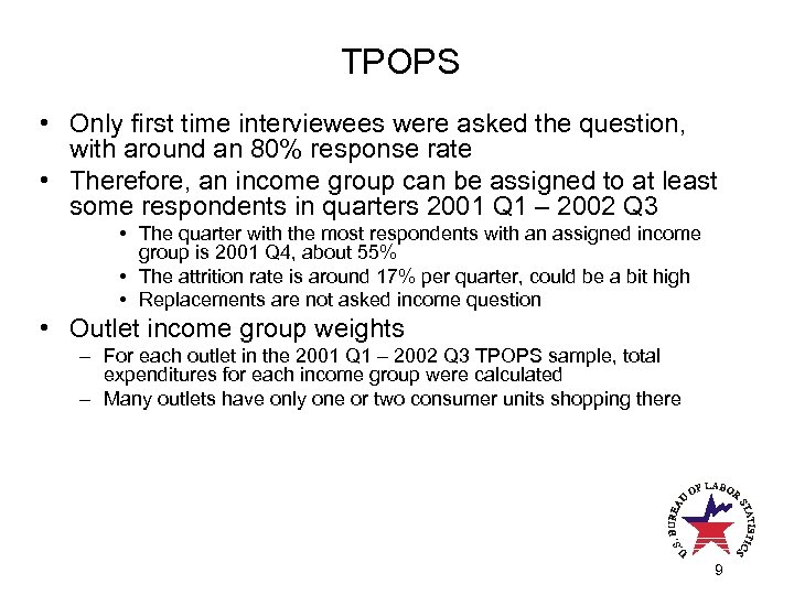 TPOPS • Only first time interviewees were asked the question, with around an 80%