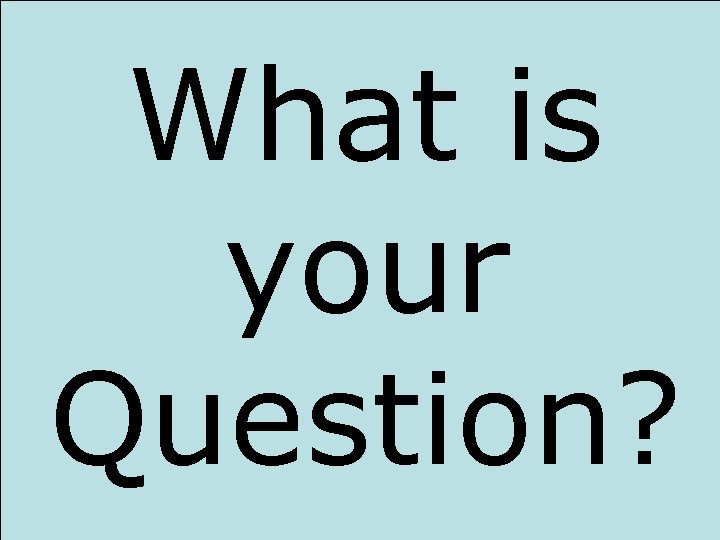 What is your Question? 