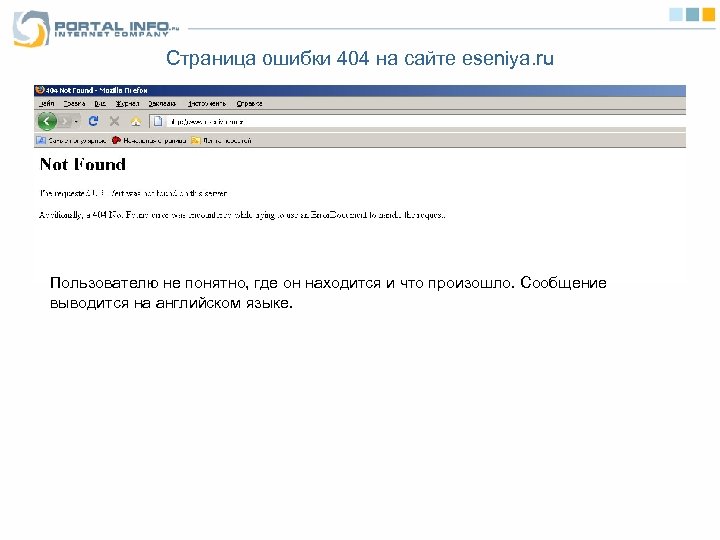 Страница ошибки 404 на сайте eseniya. ru Пользователю не понятно, где он находится и