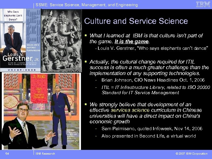 SSME: Service Science, Management, and Engineering Culture and Service Science § What I learned