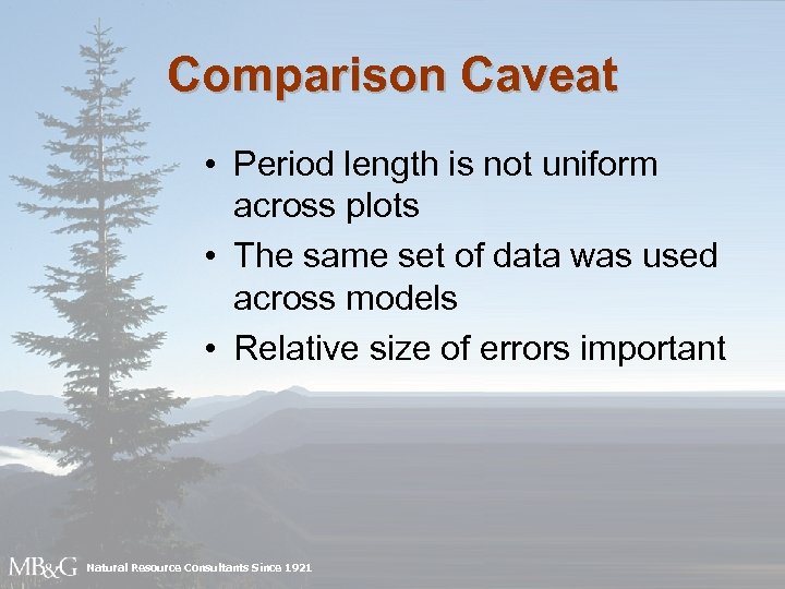 Comparison Caveat • Period length is not uniform across plots • The same set