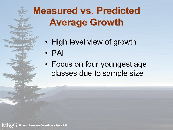 Measured vs. Predicted Average Growth • High level view of growth • PAI •