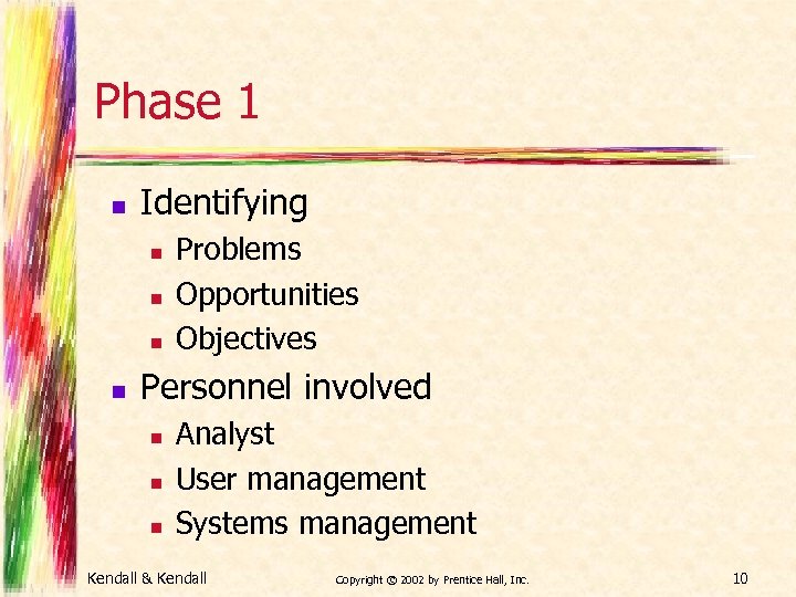 Phase 1 n Identifying n n Problems Opportunities Objectives Personnel involved n n n
