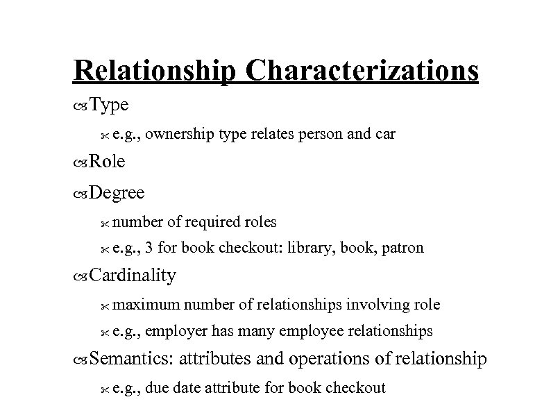 Relationship Characterizations Type 