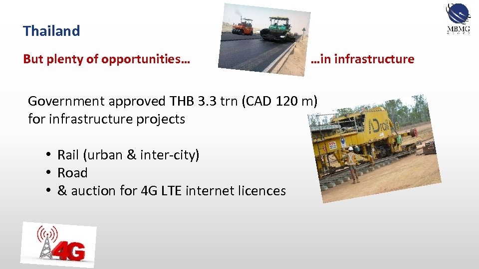 Thailand But plenty of opportunities… …in infrastructure Government approved THB 3. 3 trn (CAD