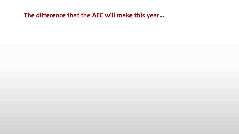 The difference that the AEC will make this year… 