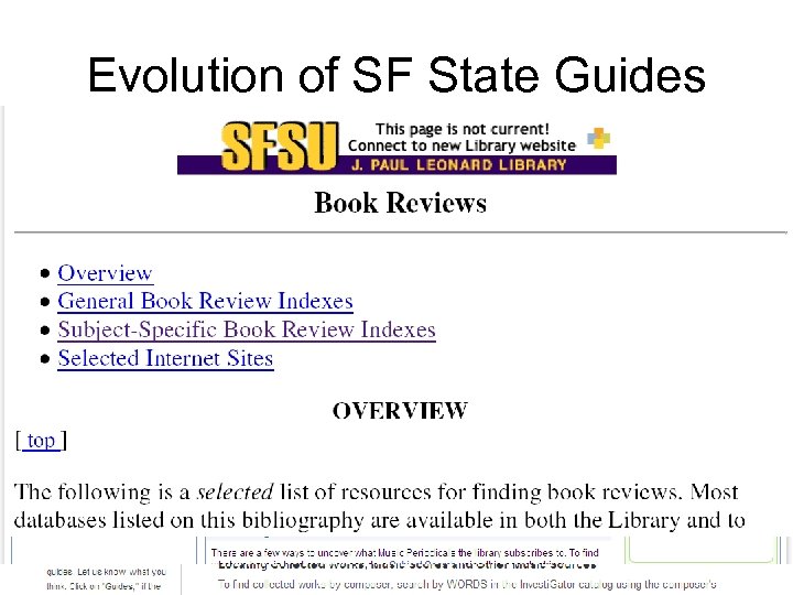 Evolution of SF State Guides 