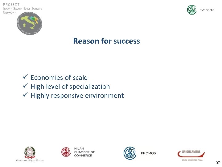 Reason for success ü Economies of scale ü High level of specialization ü Highly