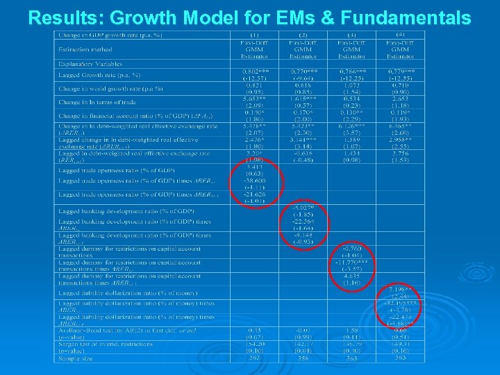 Results: Growth Model for EMs & Fundamentals 