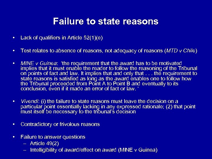 Failure to state reasons • Lack of qualifiers in Article 52(1)(e) • Test relates
