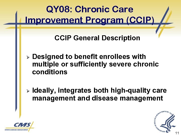 QY 08: Chronic Care Improvement Program (CCIP) CCIP General Description Ø Ø Designed to