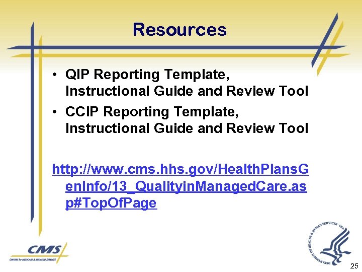 Resources • QIP Reporting Template, Instructional Guide and Review Tool • CCIP Reporting Template,