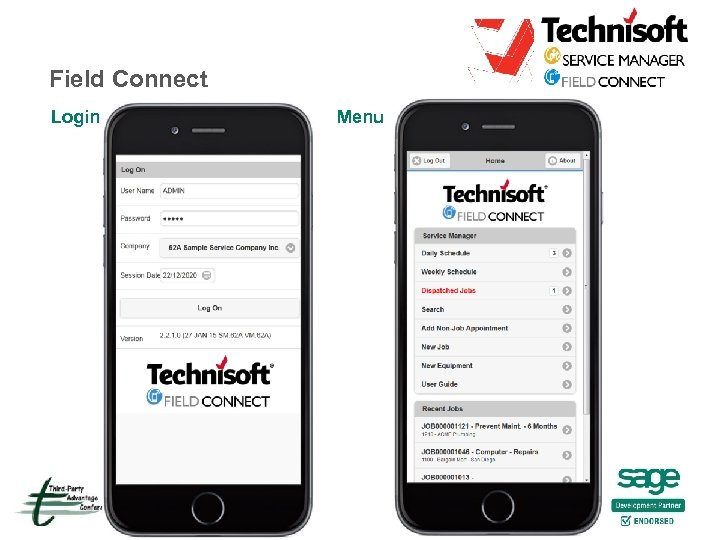 Field Connect Login Menu 