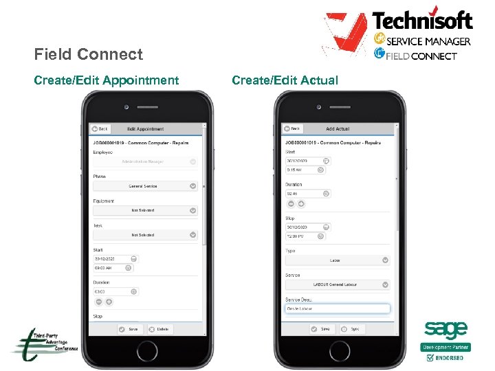 Field Connect Create/Edit Appointment Create/Edit Actual 