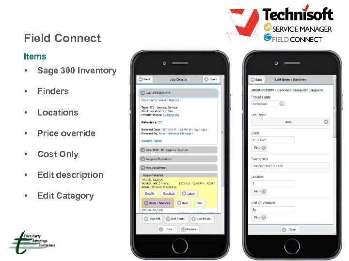 Field Connect Items • Sage 300 Inventory • Finders • Locations • Price override