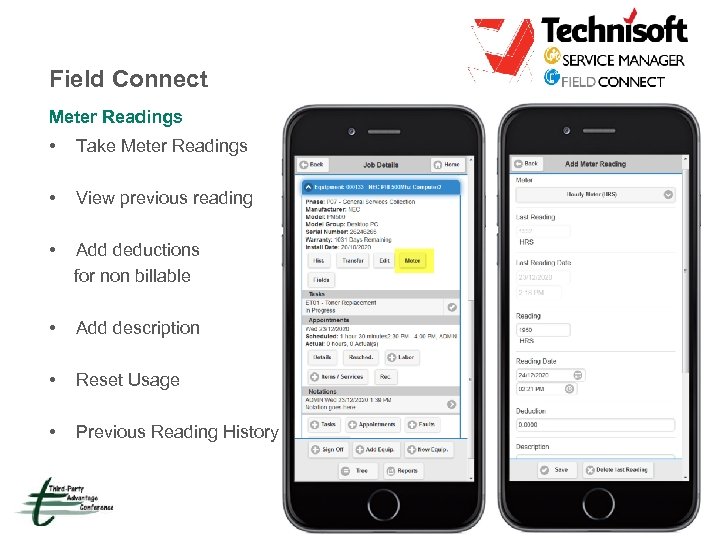 Field Connect Meter Readings • Take Meter Readings • View previous reading • Add