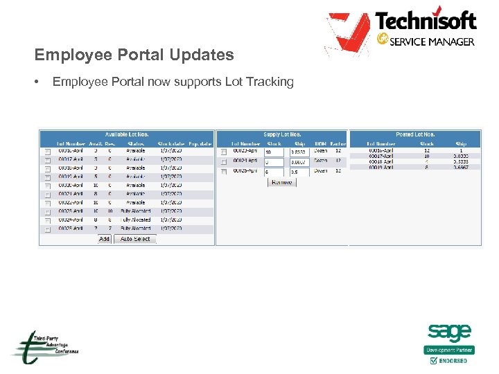 Employee Portal Updates • Employee Portal now supports Lot Tracking 