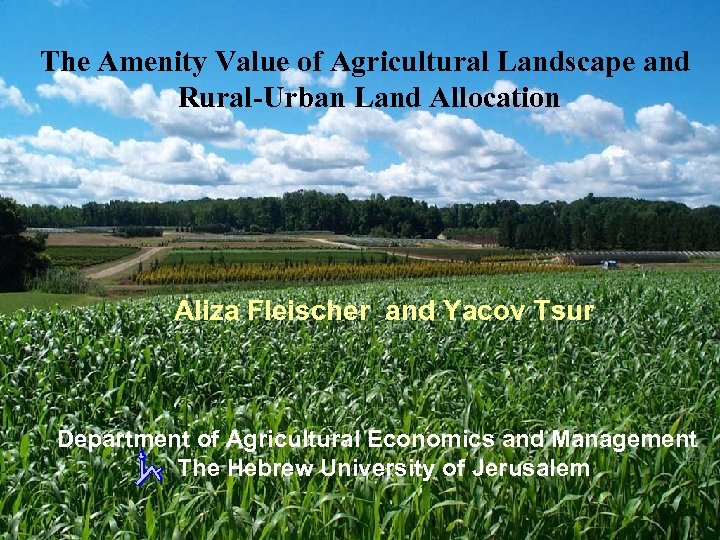 The Amenity Value of Agricultural Landscape and Rural-Urban Land Allocation Aliza Fleischer and Yacov