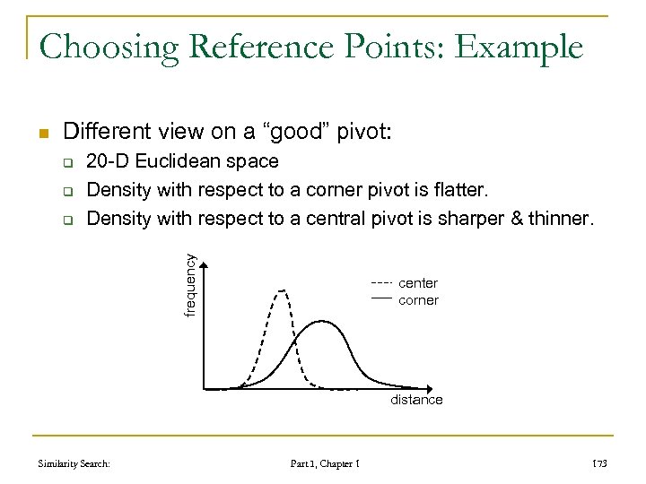Choosing Reference Points: Example n Different view on a “good” pivot: q q frequency