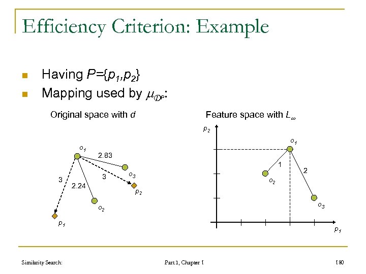 Efficiency Criterion: Example n n Having P={p 1, p 2} Mapping used by DP: