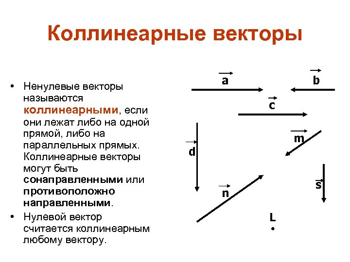 Какие векторы называются коллинеарными изобразите на рисунке сонаправленные векторы а и б и против