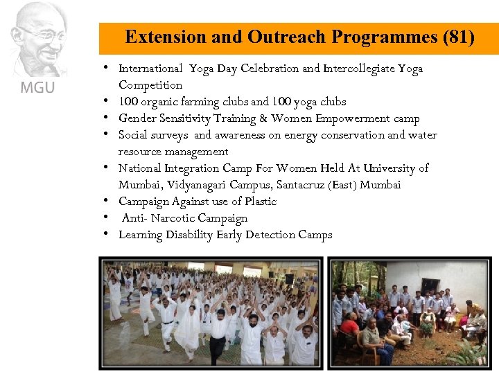 Extension and Outreach Programmes (81) • International Yoga Day Celebration and Intercollegiate Yoga Competition