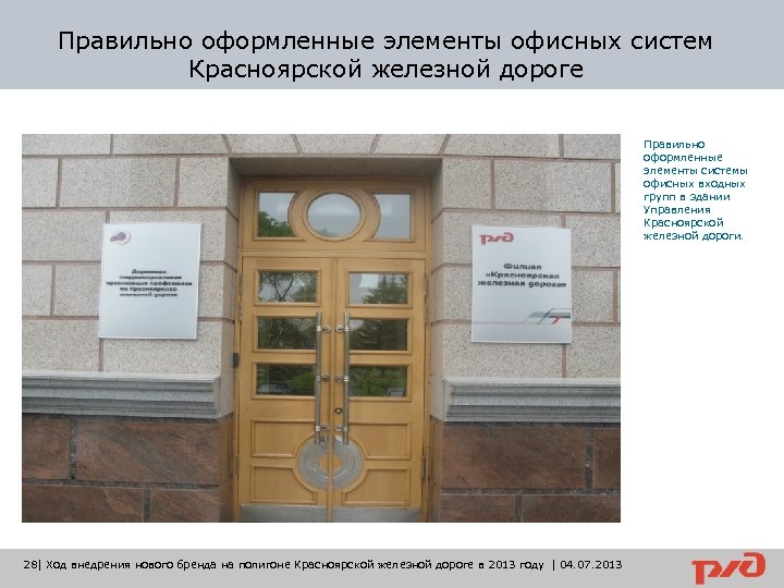 Правильно оформленные элементы офисных систем Красноярской железной дороге Правильно оформленные элементы системы офисных входных
