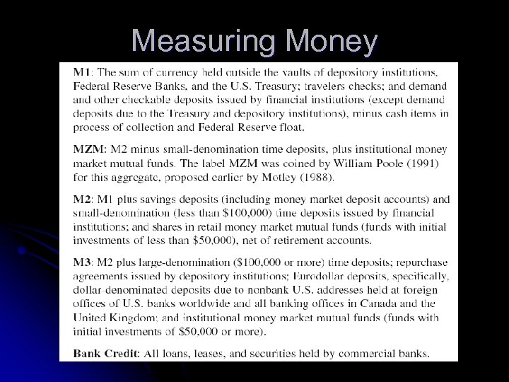 Measuring Money 