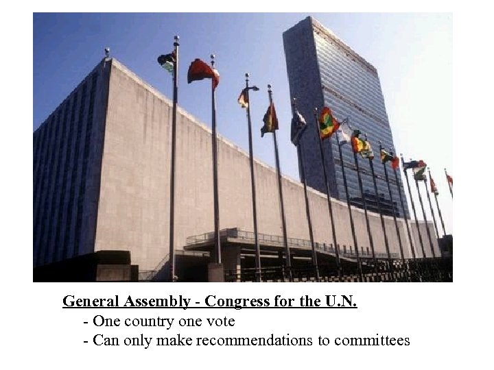 General Assembly - Congress for the U. N. - One country one vote -