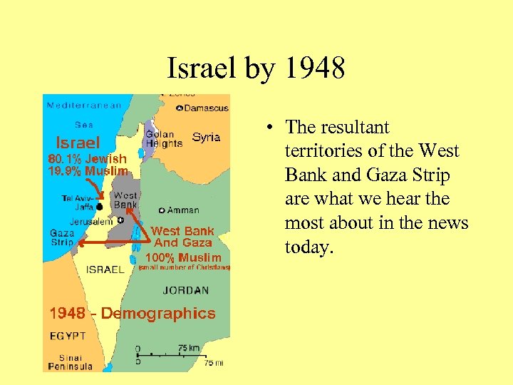 Israel by 1948 • The resultant territories of the West Bank and Gaza Strip