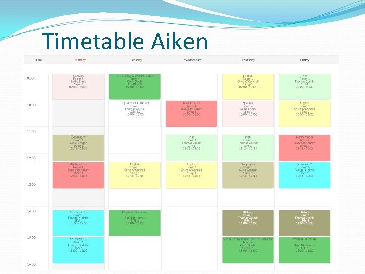 Timetable Aiken 