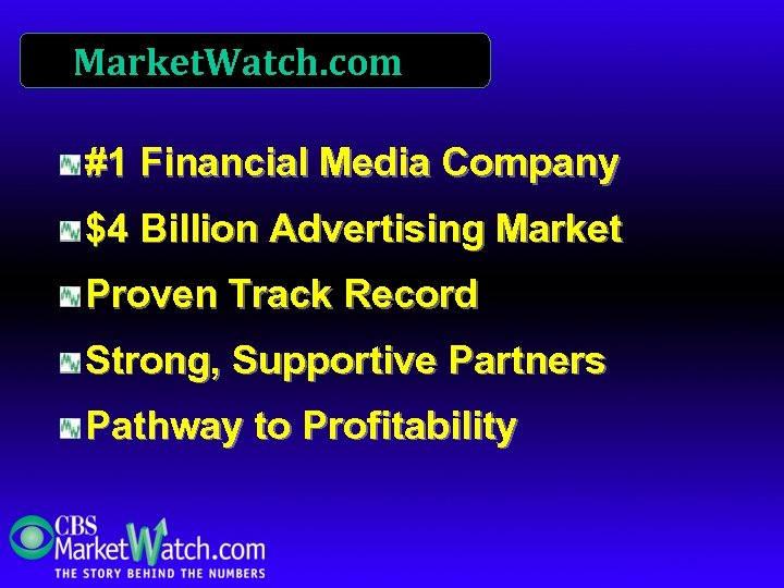 Market. Watch. com #1 Financial Media Company $4 Billion Advertising Market Proven Track Record
