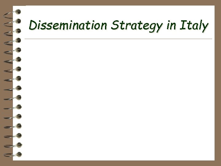 Dissemination Strategy in Italy 