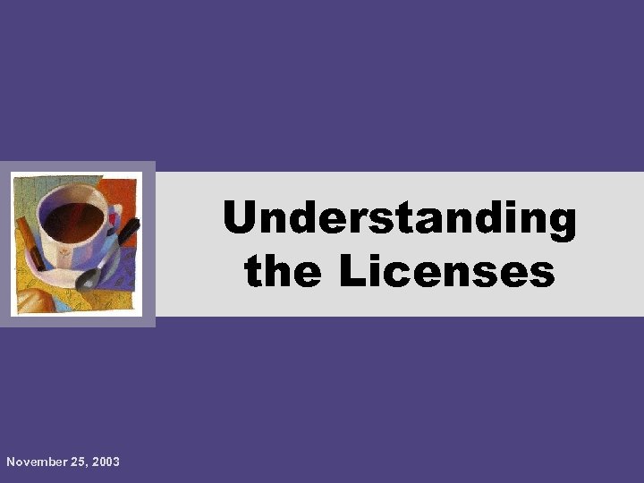 Understanding the Licenses November 25, 2003 