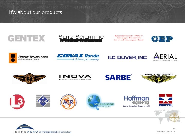 It’s about our products 13 transaeroinc. com 