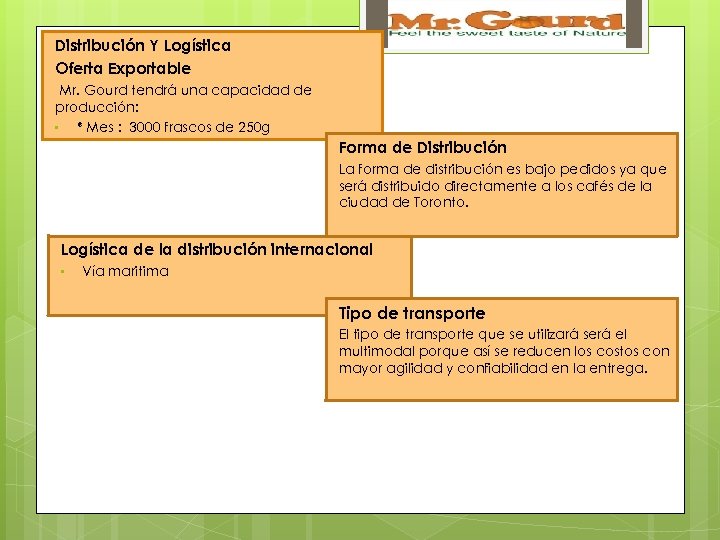 Distribución Y Logística Oferta Exportable Mr. Gourd tendrá una capacidad de producción: • *