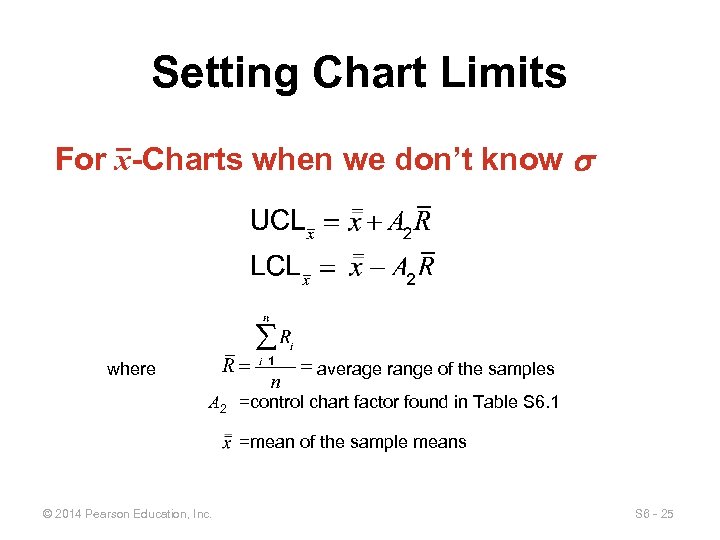 Setting Chart Limits For x-Charts when we don’t know s where average range of