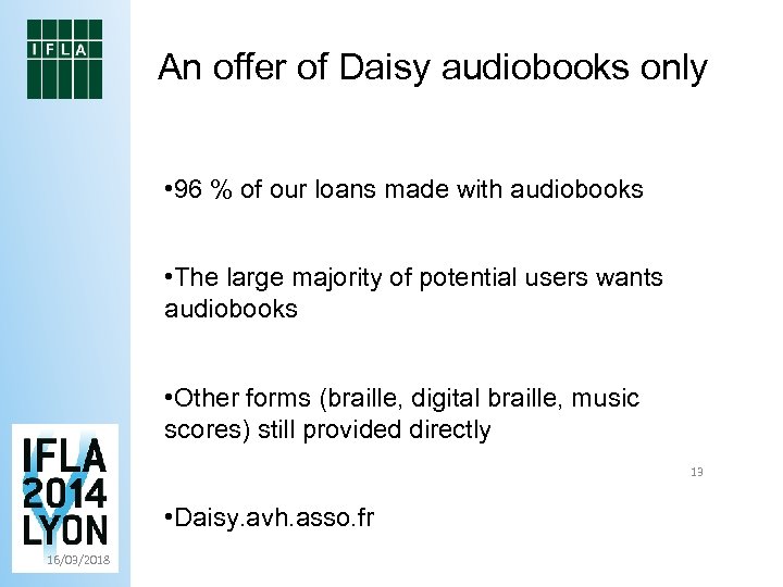 An offer of Daisy audiobooks only • 96 % of our loans made with