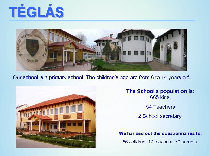 Our school is a primary school. The children’s age are from 6 to 14