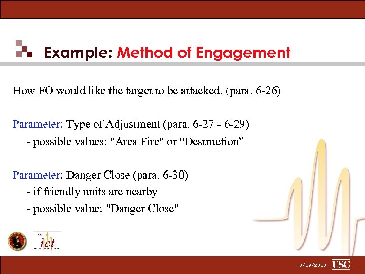 Example: Method of Engagement How FO would like the target to be attacked. (para.