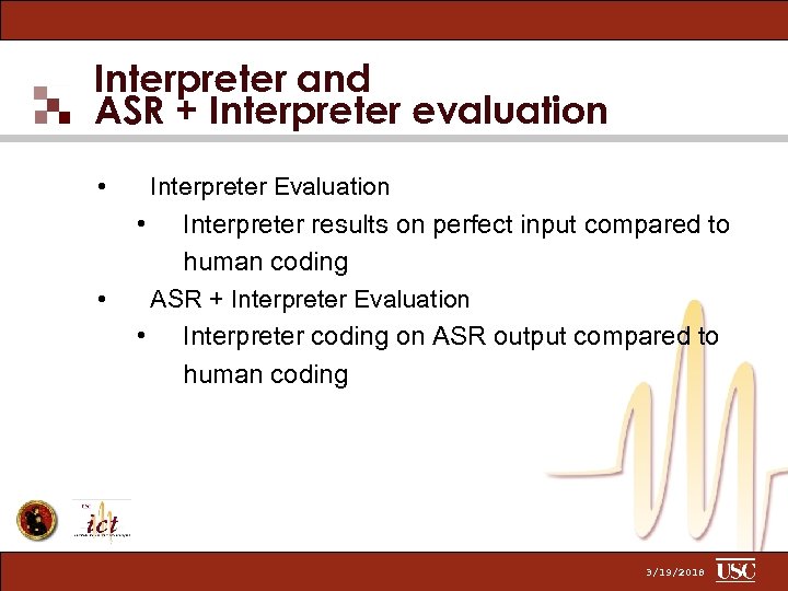 Interpreter and ASR + Interpreter evaluation • • Interpreter Evaluation • Interpreter results on