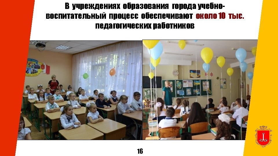 В учреждениях образования города учебновоспитательный процесс обеспечивают около 10 тыс. педагогических работников 16 