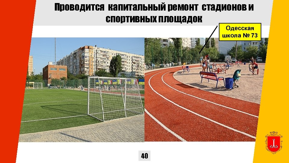 Проводится капитальный ремонт стадионов и спортивных площадок Одесская школа № 73 40 