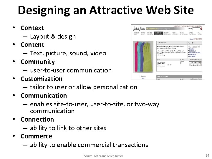 Designing an Attractive Web Site • Context – Layout & design • Content –