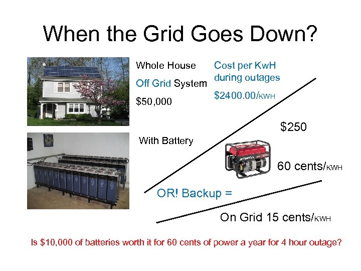 When the Grid Goes Down? Whole House Off Grid System $50, 000 Cost per