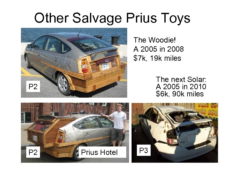 Other Salvage Prius Toys The Woodie! A 2005 in 2008 $7 k, 19 k