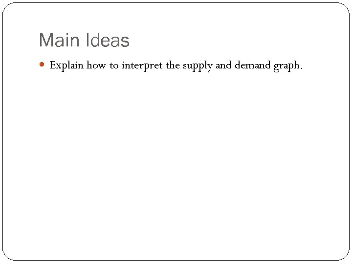 Main Ideas Explain how to interpret the supply and demand graph. 